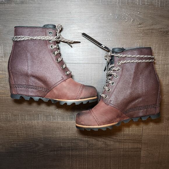 Sorel PDX Wedge Booties Women’s 8 Brown Waterproof Nubuck Lace Up NWOB - Picture 3 of 16
